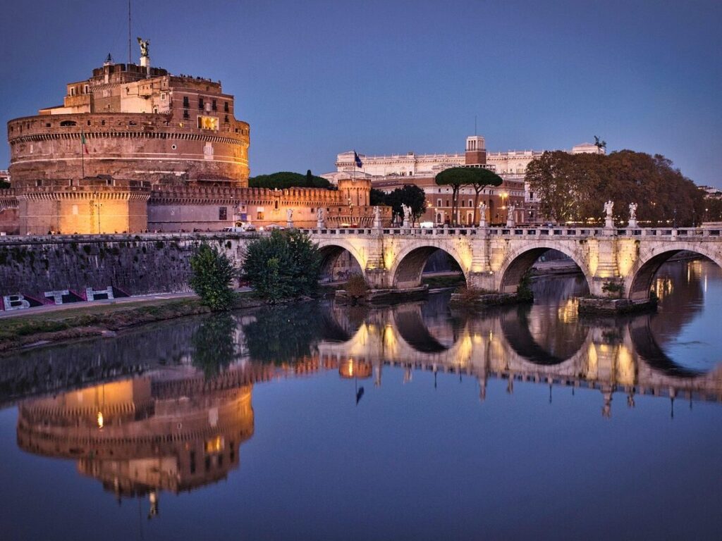 rome, landmark, italy, architecture, building, travel, europe, tourism, ancient, historic, monument, famous, city, old, italian, roma, history, castel sant'angelo, blue hour, reflection, culture, roman, rome, rome, rome, rome, rome, roma, roma
